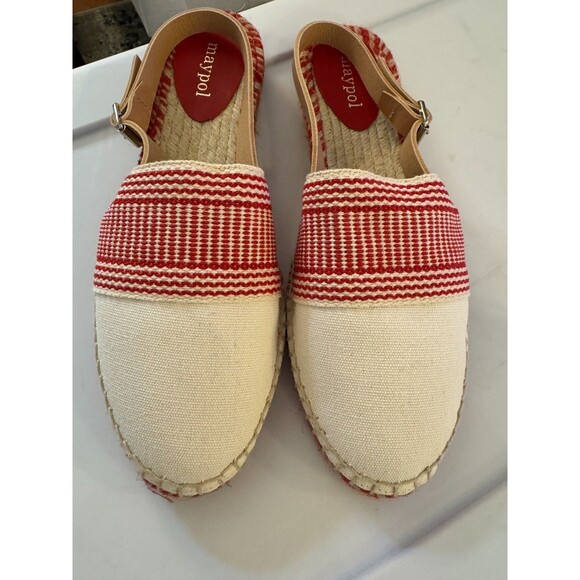 NEW Anthropologie x Maypol Women's Sandals Sz. 9.5 Red & White Espadrilles - Picture 6 of 13